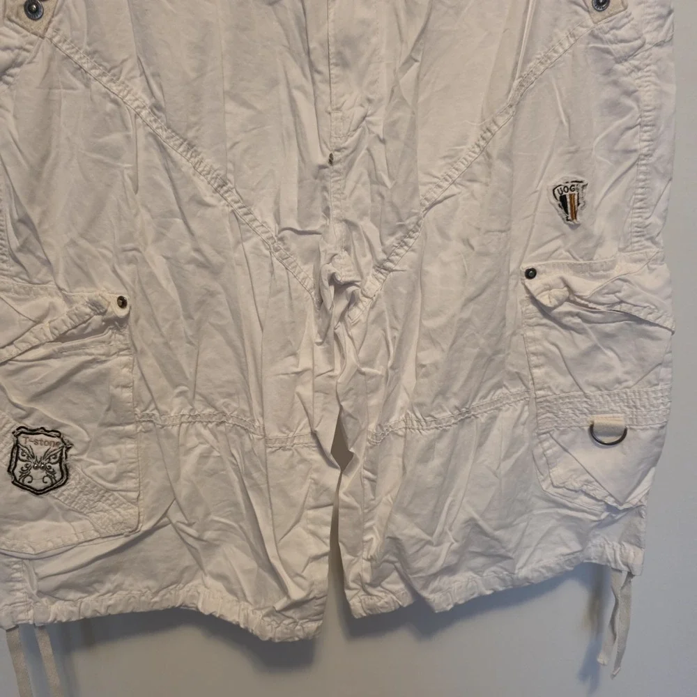 Vintage Stone Touch Cargo Shorts Skater Baggy Combat White Grunge Long 40 NWT